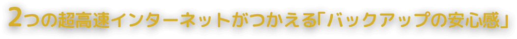 2つの超高速インターネットがつかえる「バックアップの安心感」